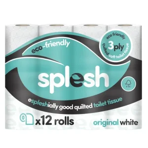 12 Rolls Splesh Toilet Roll, Soft & Quilted Eco-Friendly