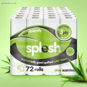 Splesh Toilet Roll Eco-Friendly, Soft & Quilted, Aloe Vera (72 Rolls)