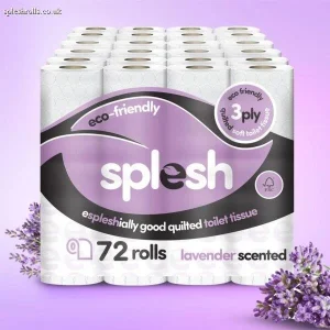 Splesh Toilet Roll, Soft & Quilted Eco-Friendly Lavender, 72 Rolls