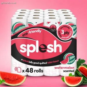Splesh Quilted Toilet Roll Luxury Watermelon 3-Ply Soft Toilet Paper, 48 Rolls