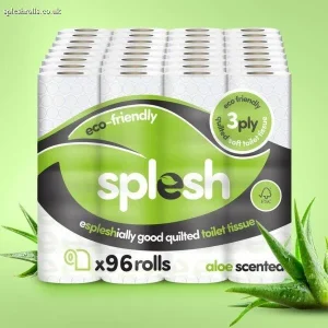 Splesh Toilet Roll Eco-Friendly, Soft & Quilted, Aloe Vera 96 Rolls