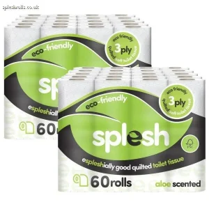 Splesh Toilet Roll Soft & Quilted 3Ply AloeVera Scented Toilet Tissue, 120 Rolls