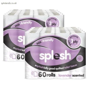 Splesh Toilet Roll Soft & Quilted 3Ply Lavender Scented Toilet Tissue, 120 Rolls