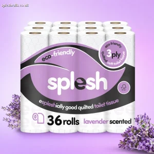 Splesh Toilet Roll, Soft & Quilted Eco-Friendly Lavender, 36 Rolls
