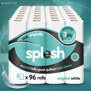 Splesh Toilet Roll, Soft & Quilted Eco-Friendly, White, 96 Rolls