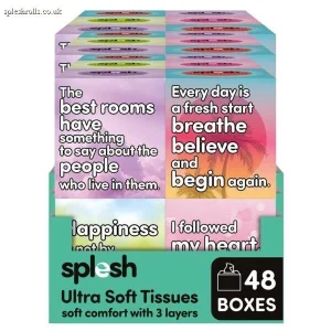 Splesh Ultra Soft Tissues, 48 Cube Boxes (2,688 Total) Bulk Pack